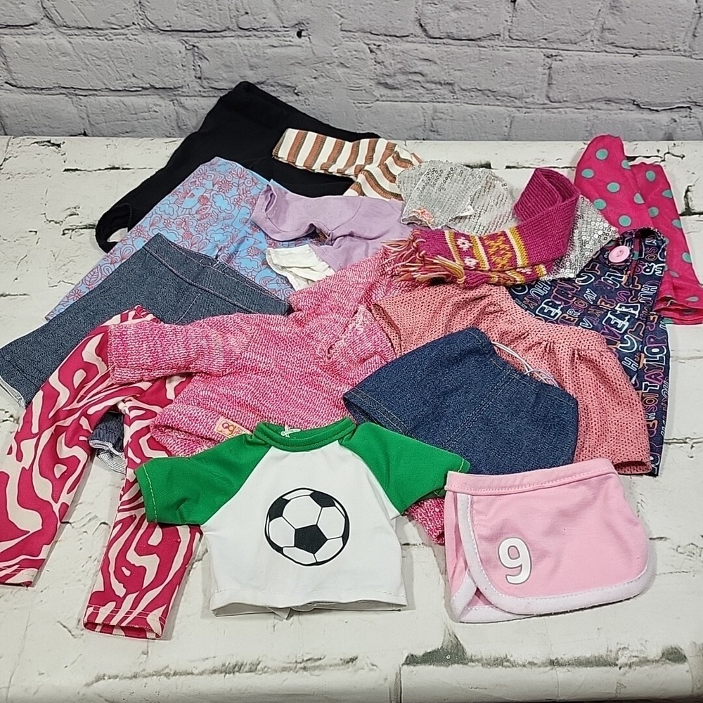 18" Doll Clothing Large Lot Of 15pcs Pants Tops Skirts Scarf Sweater Bottoms